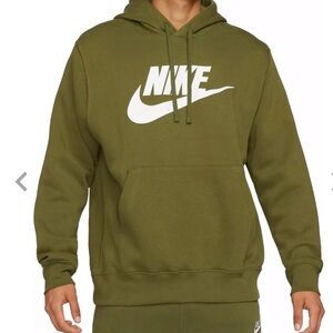 Nike Men's Club Big Logo Olive Green Hoodie Size L